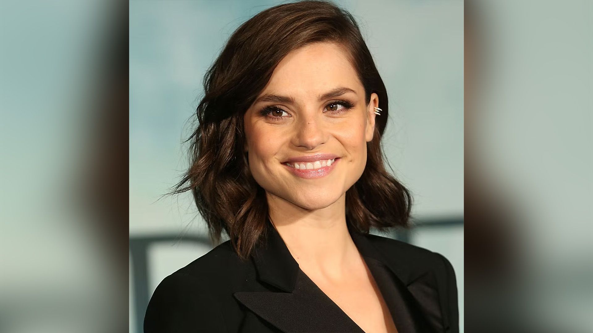 Actress Charlotte Riley in a black blazer