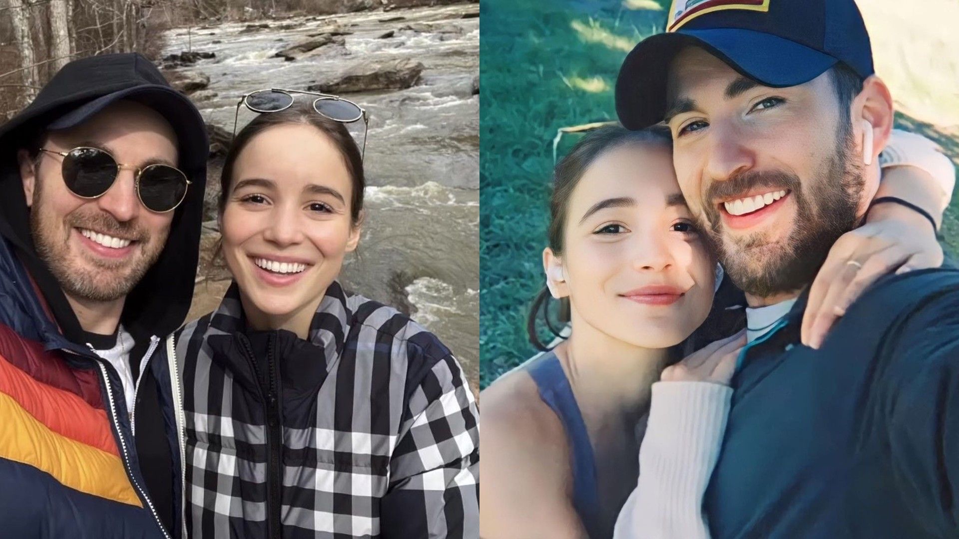Chris Evans and Alba Baptista are all smiles in photos together outdoors, embracing and looking happy
