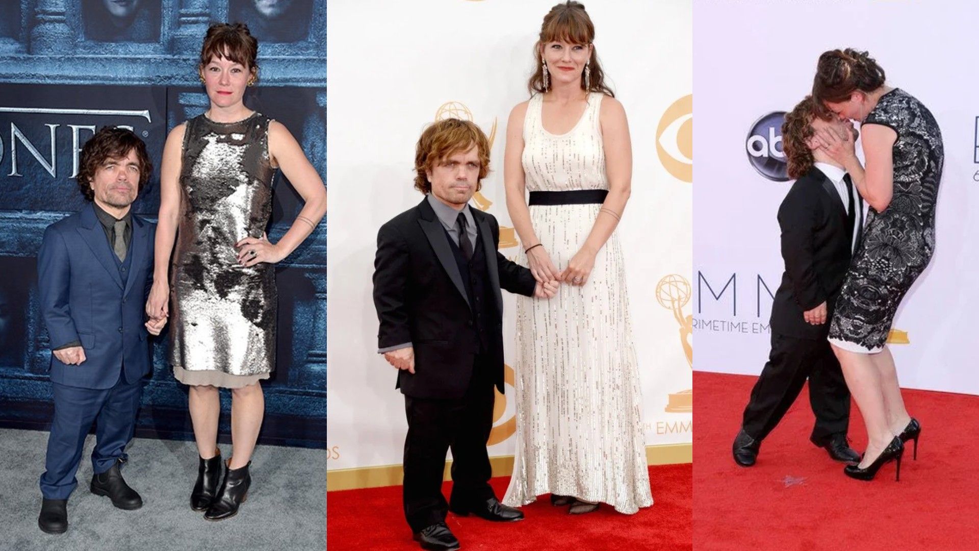 Peter Dinklage and Erica Schmidt - photos together from public events, a collage of three images
