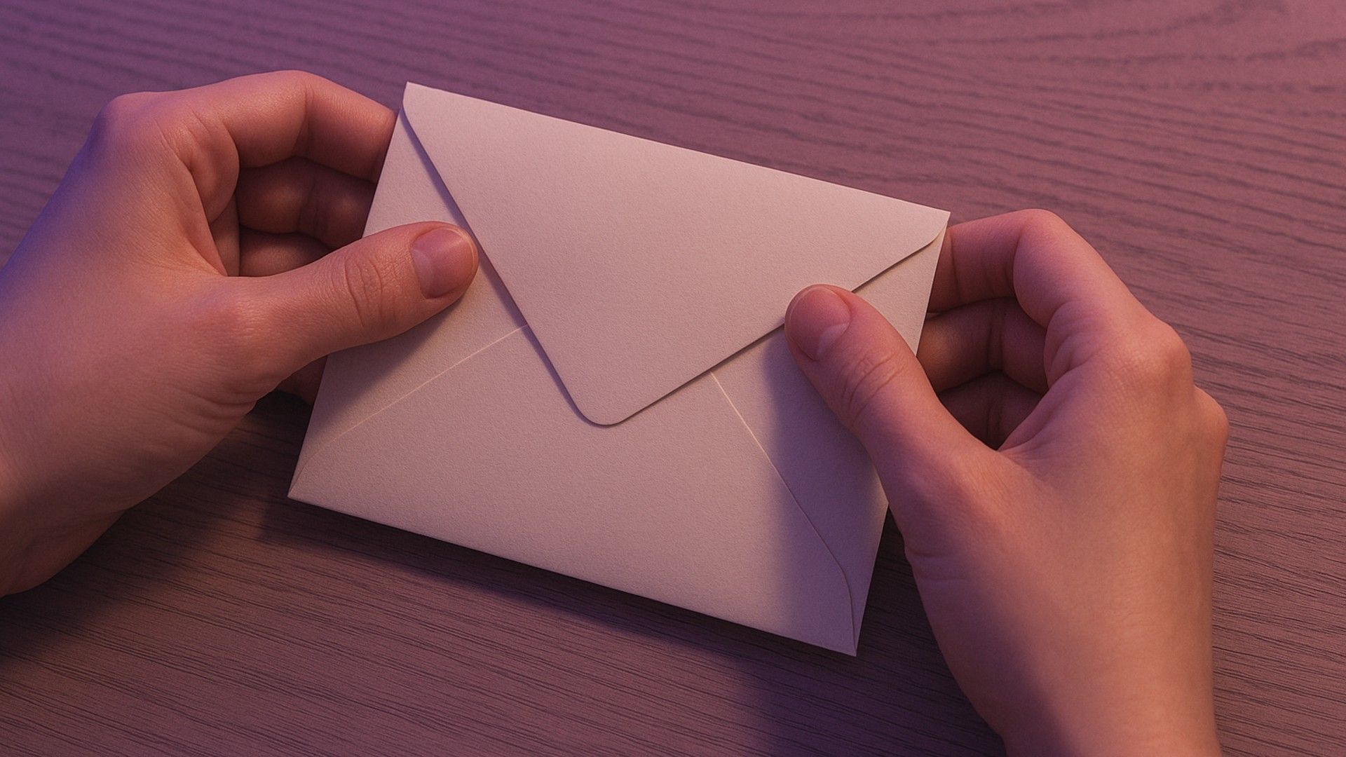 A letter in an envelope — a person carefully seals it