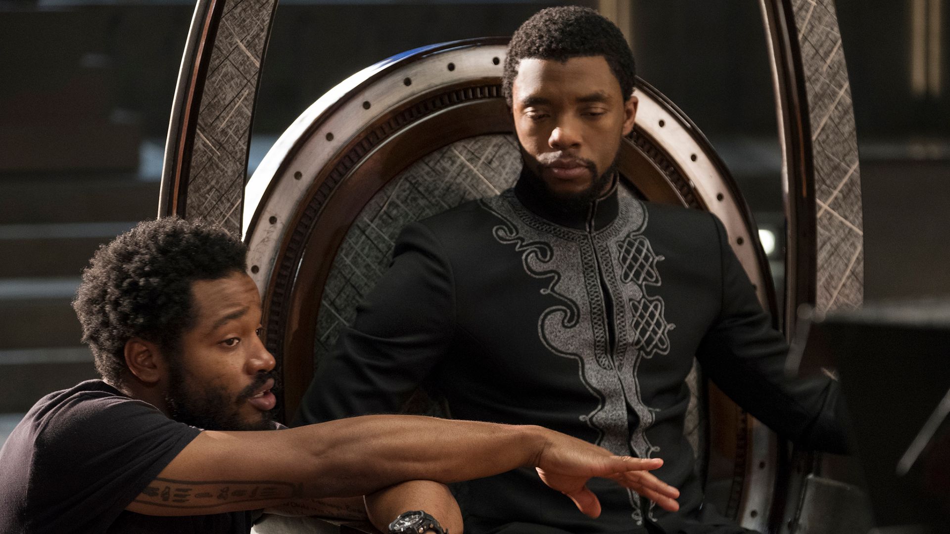 Ryan Coogler and Chadwick Boseman on the set of 'Black Panther'