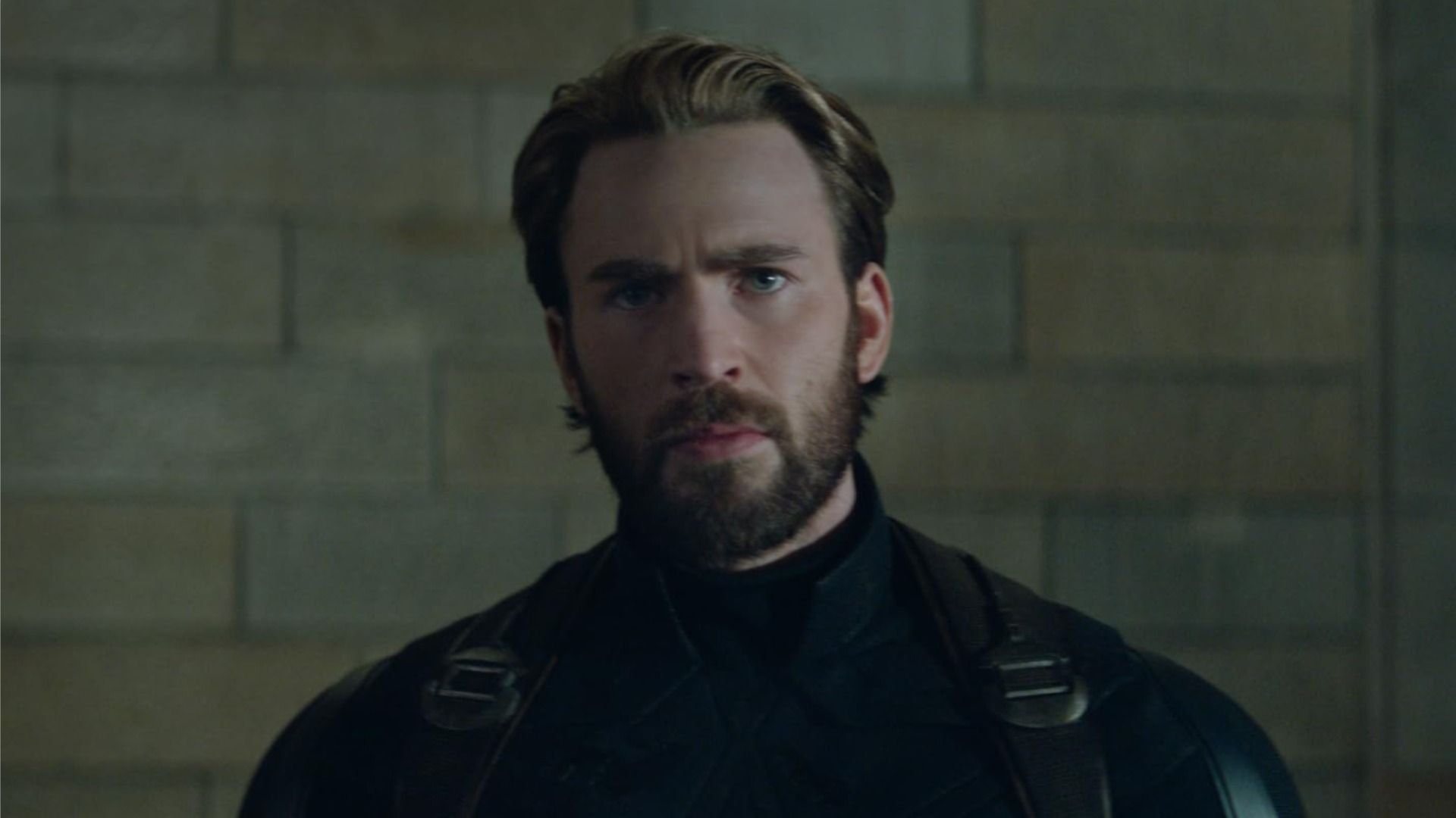 Actor Chris Evans in superhero costume as Captain America