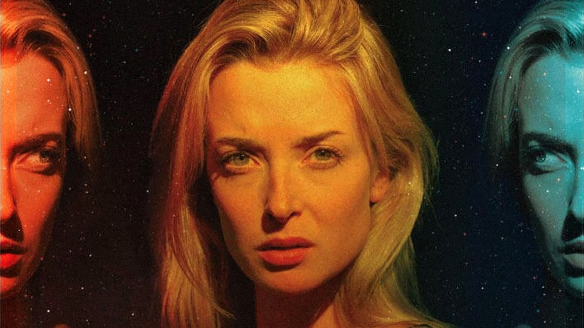 Actress Emily Foxler looks full-face and in profile in a yellow-green light