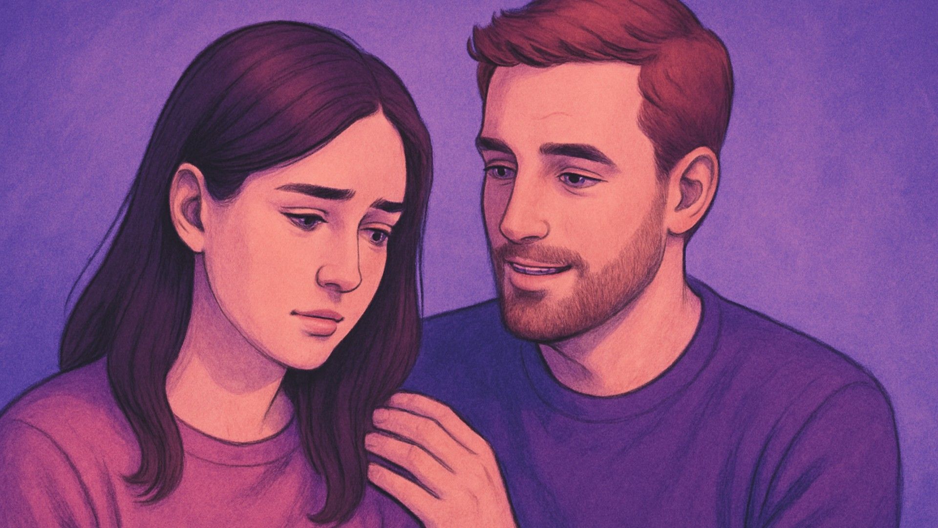 Partner holding hands — partner's hand on the other's shoulder, as a symbol of protection and confidence