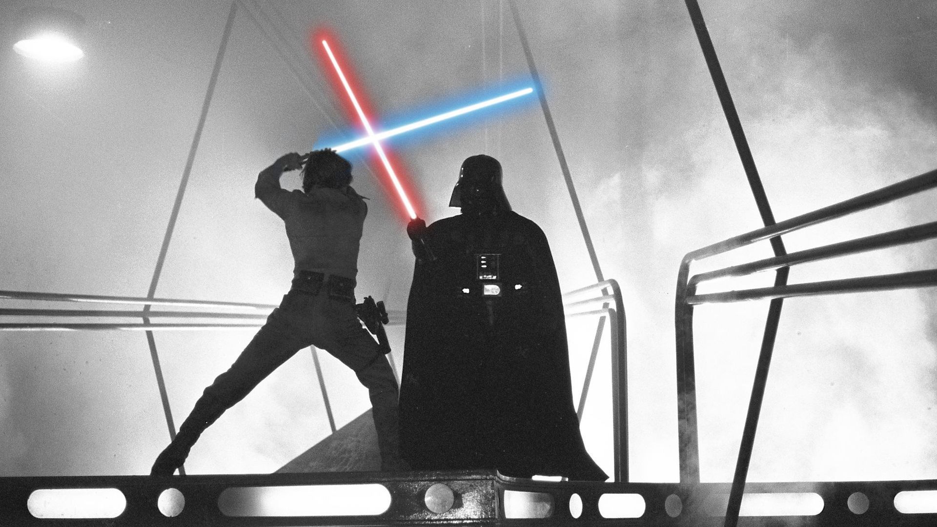 Luke Skywalker fights against Darth Vader