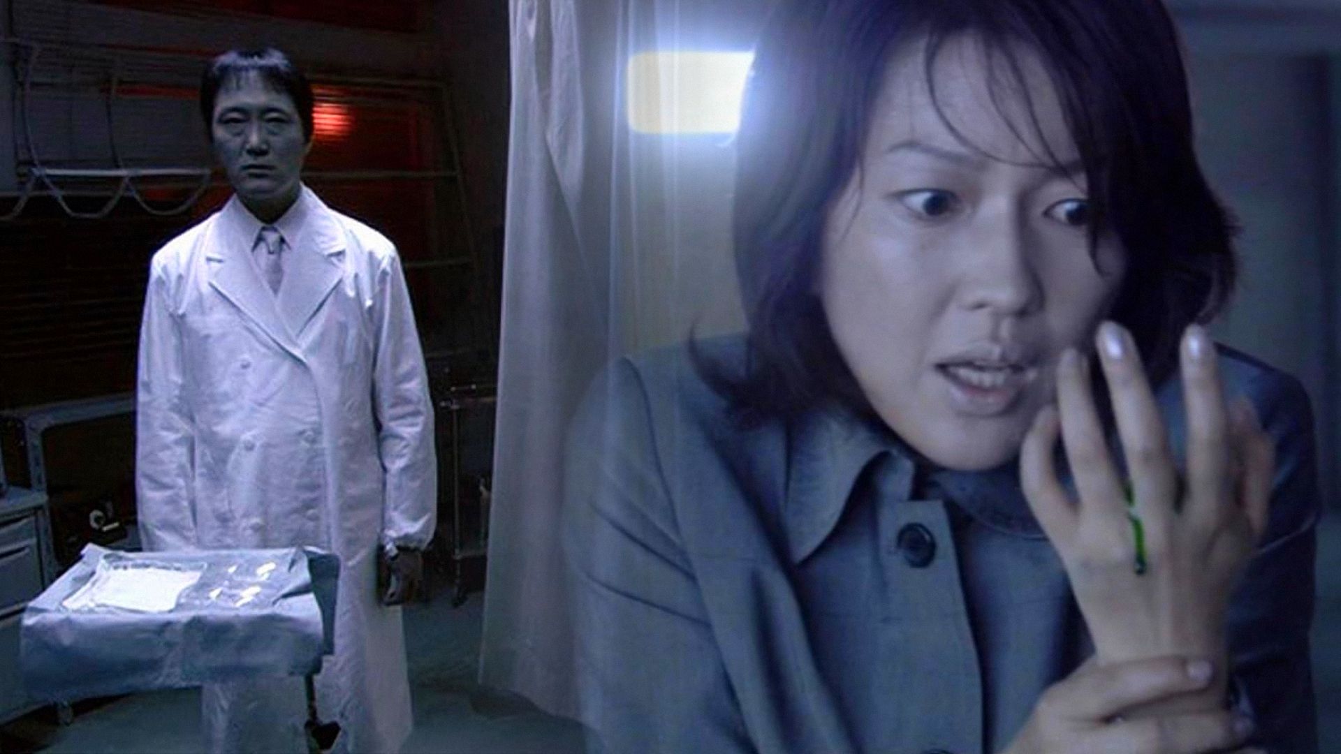 A girl with green liquid on her hand and a man in white doctor's clothing