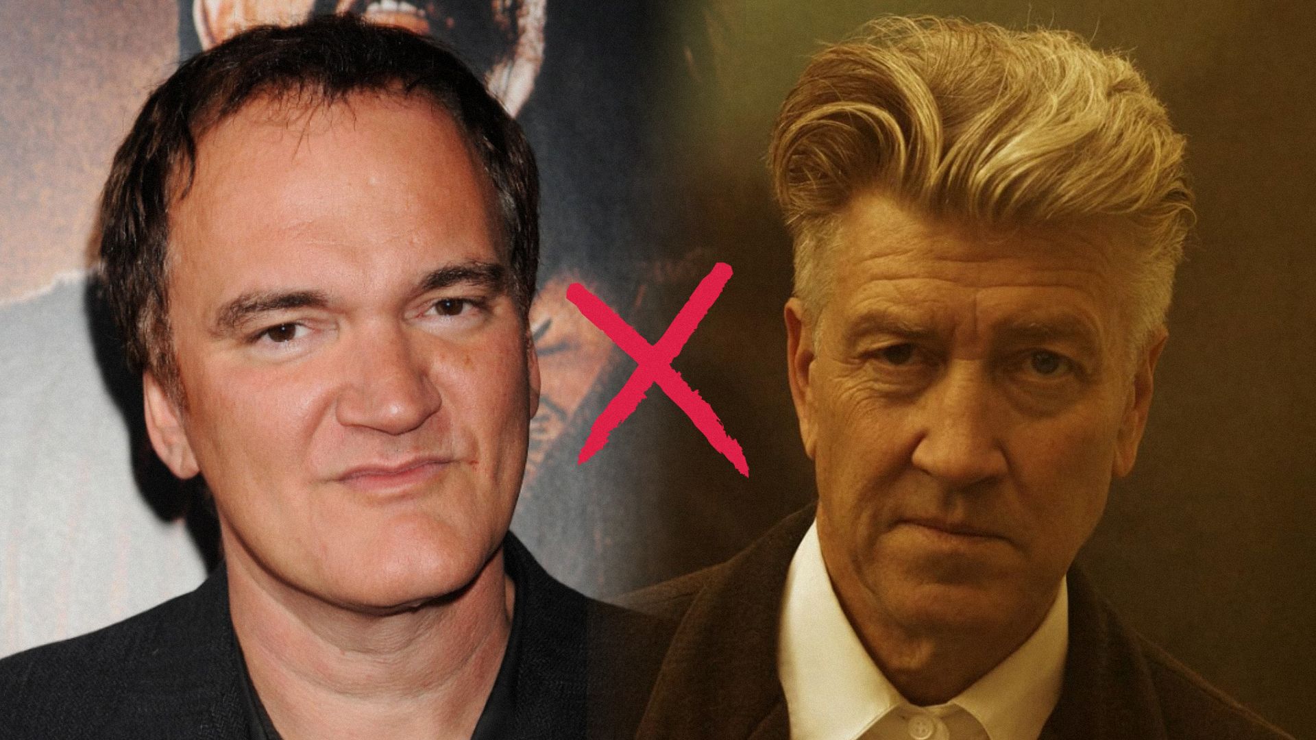 Director Quentin Tarantino in a black jacket and director David Lynch in a brown jacket