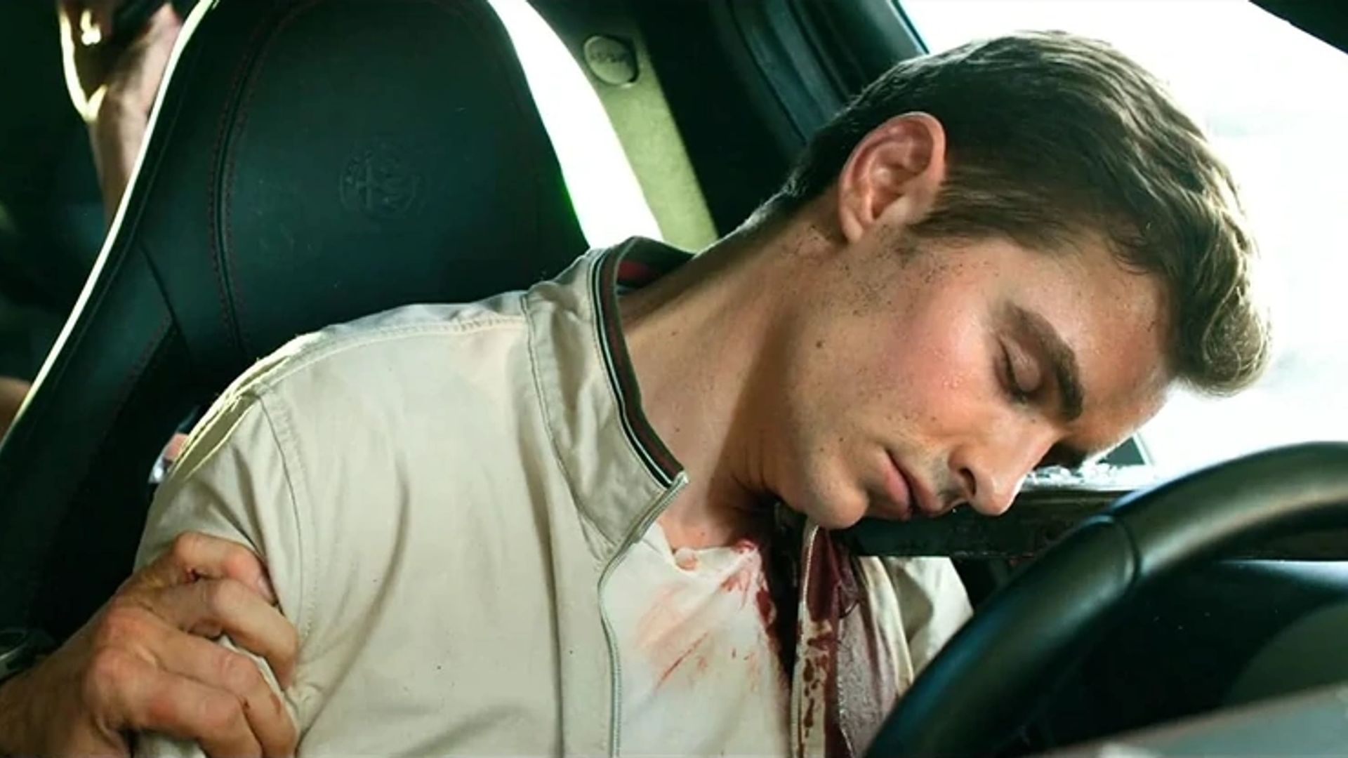 Dave Franco sleeps at the wheel, scene from "6 Underground"