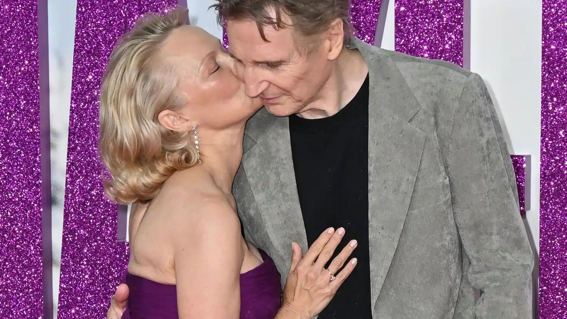Pamela Anderson and Liam Neeson act tenderly on The Naked Gun red carpet