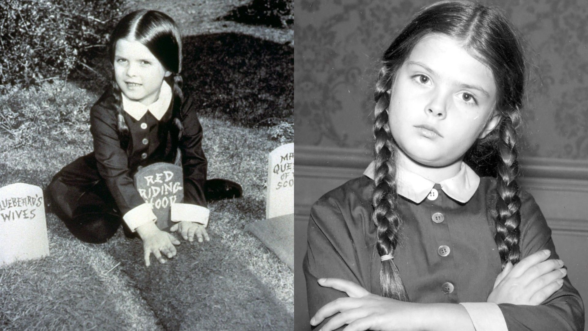 Lisa Loring as a child in the role of Wednesday Addams from the 1960s series "The Addams Family"