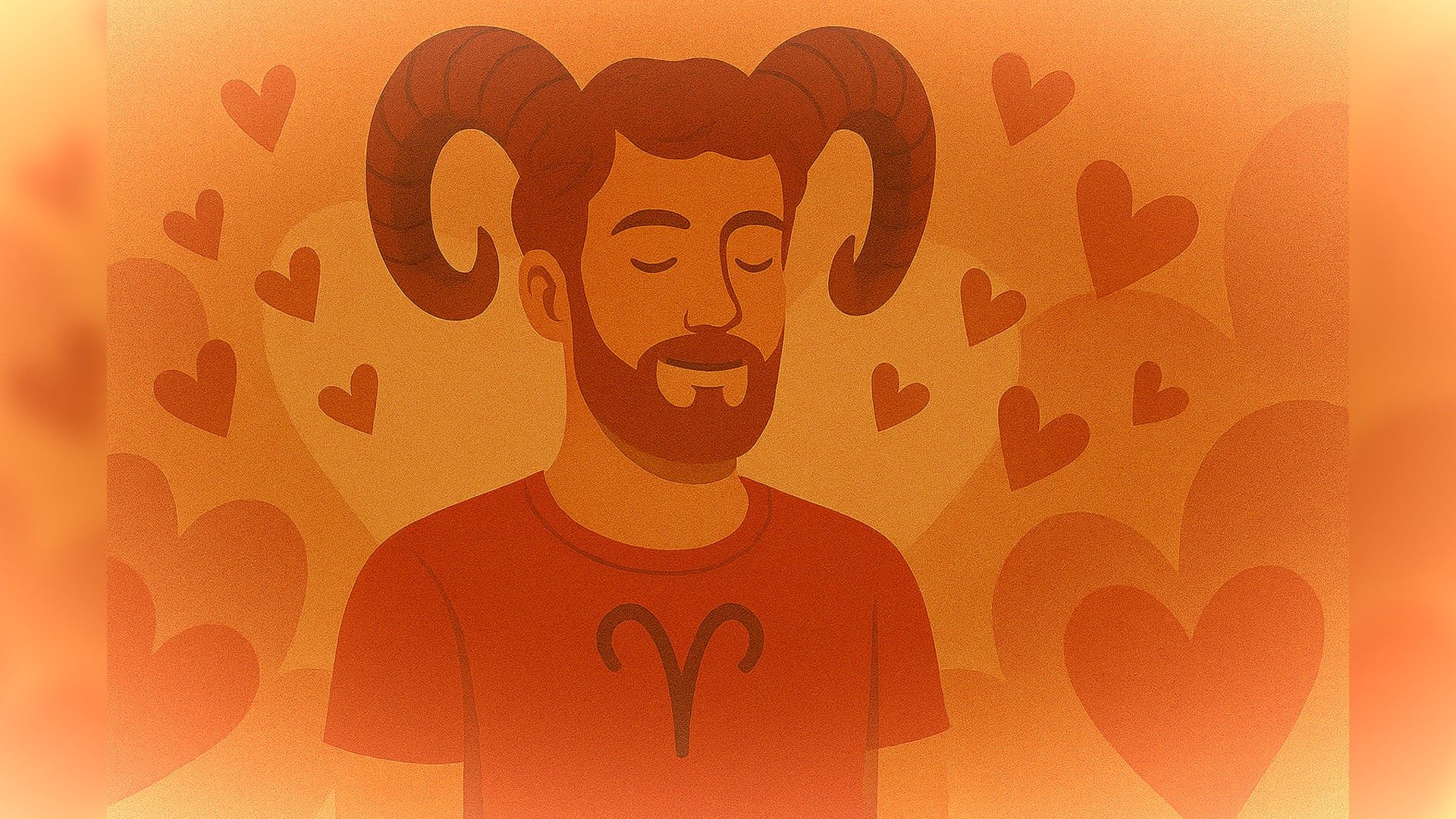 Aries man in romantic atmosphere, orange color palette