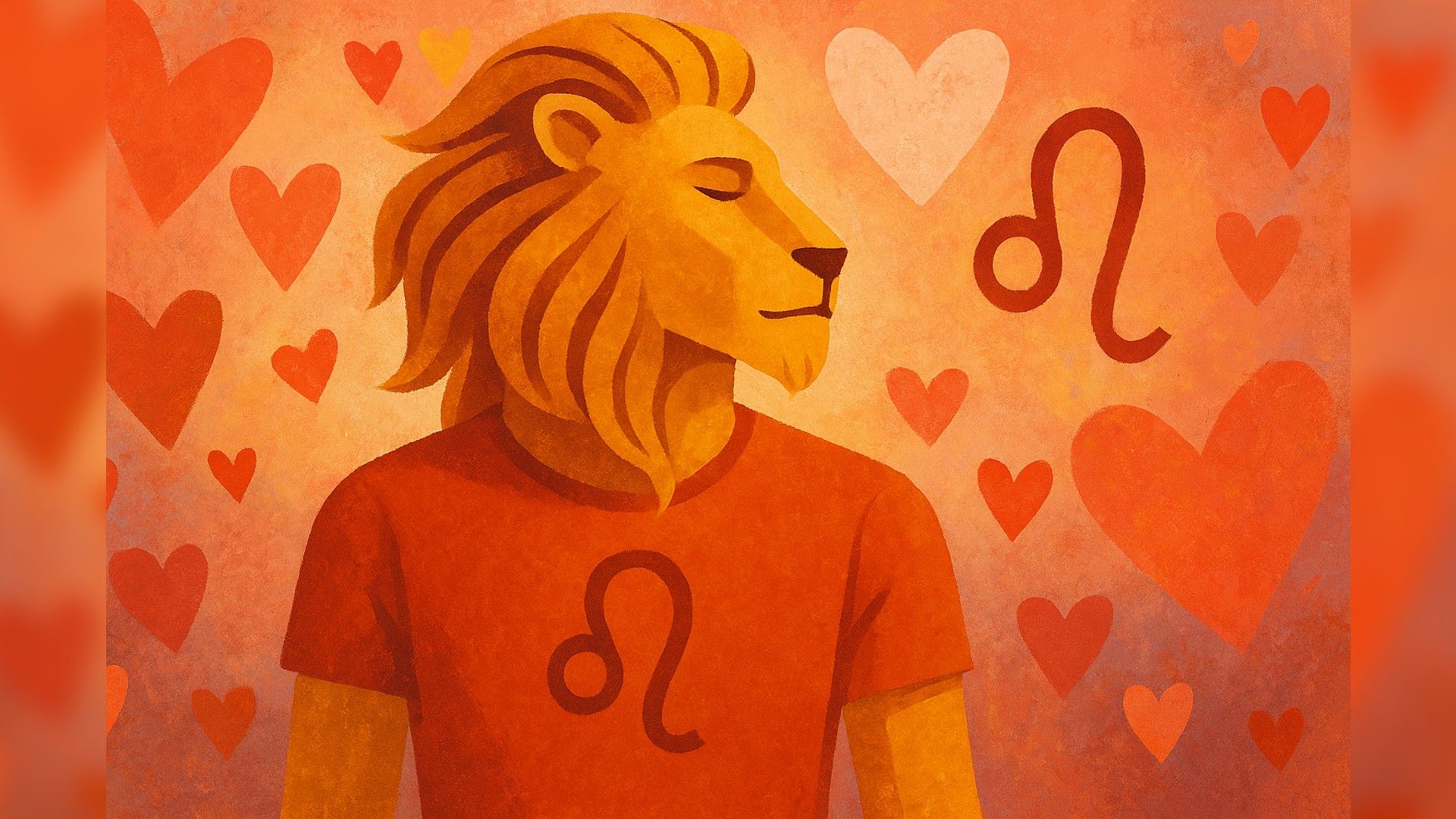 Leo man, romantic atmosphere, orange color palette