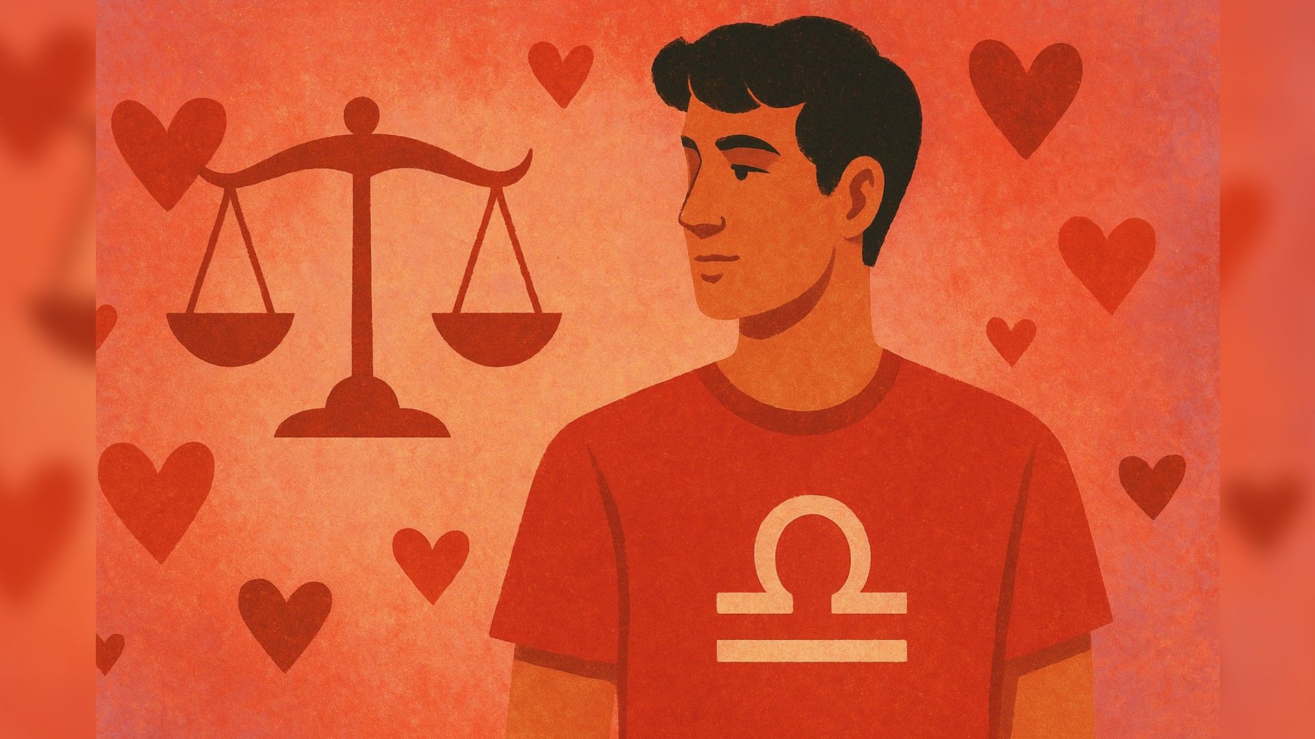 Libra man, romantic atmosphere, pink color palette