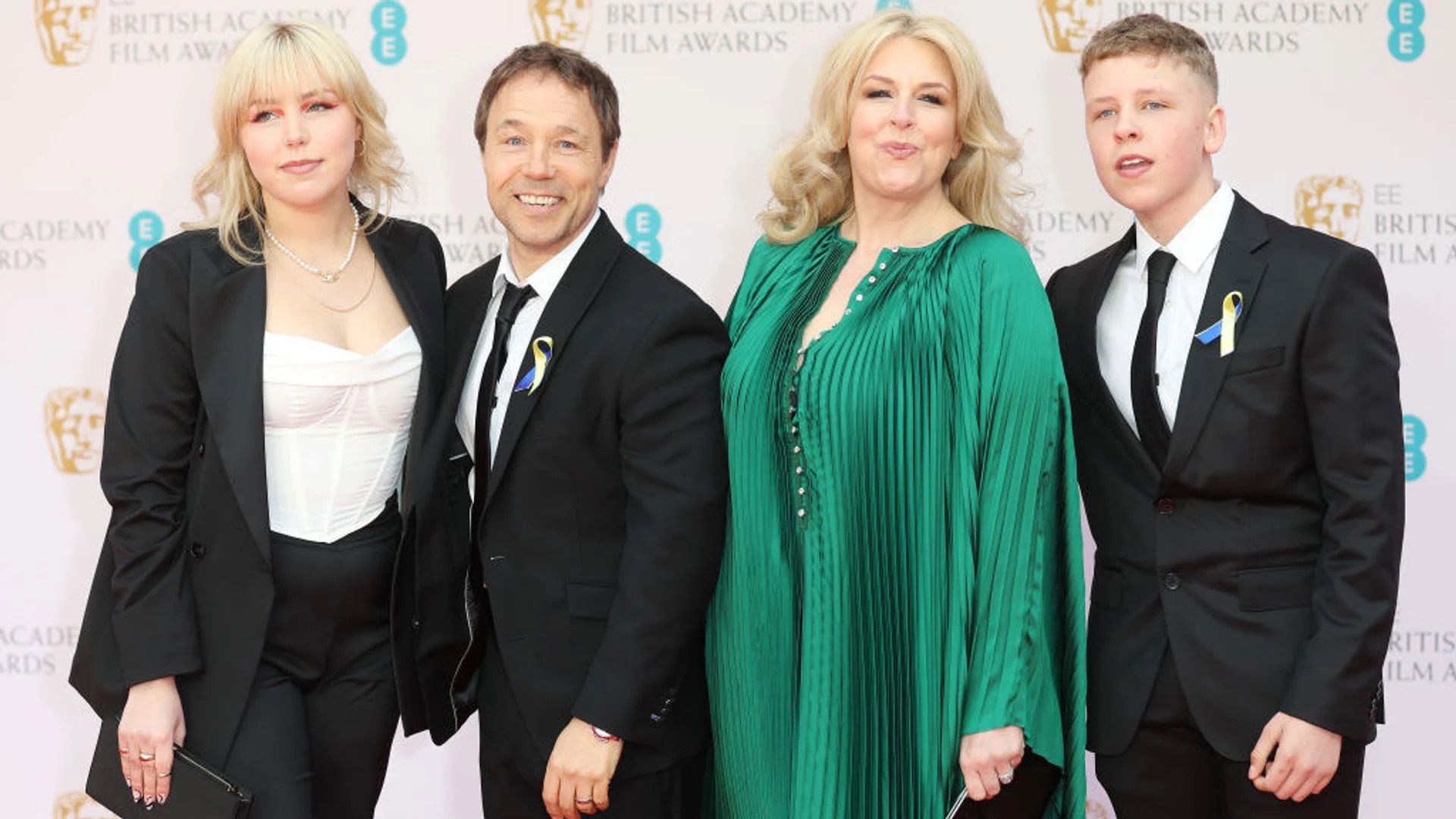 Stephen Graham, his wife Hannah and their children Grace and Alfie pose on the red carpet