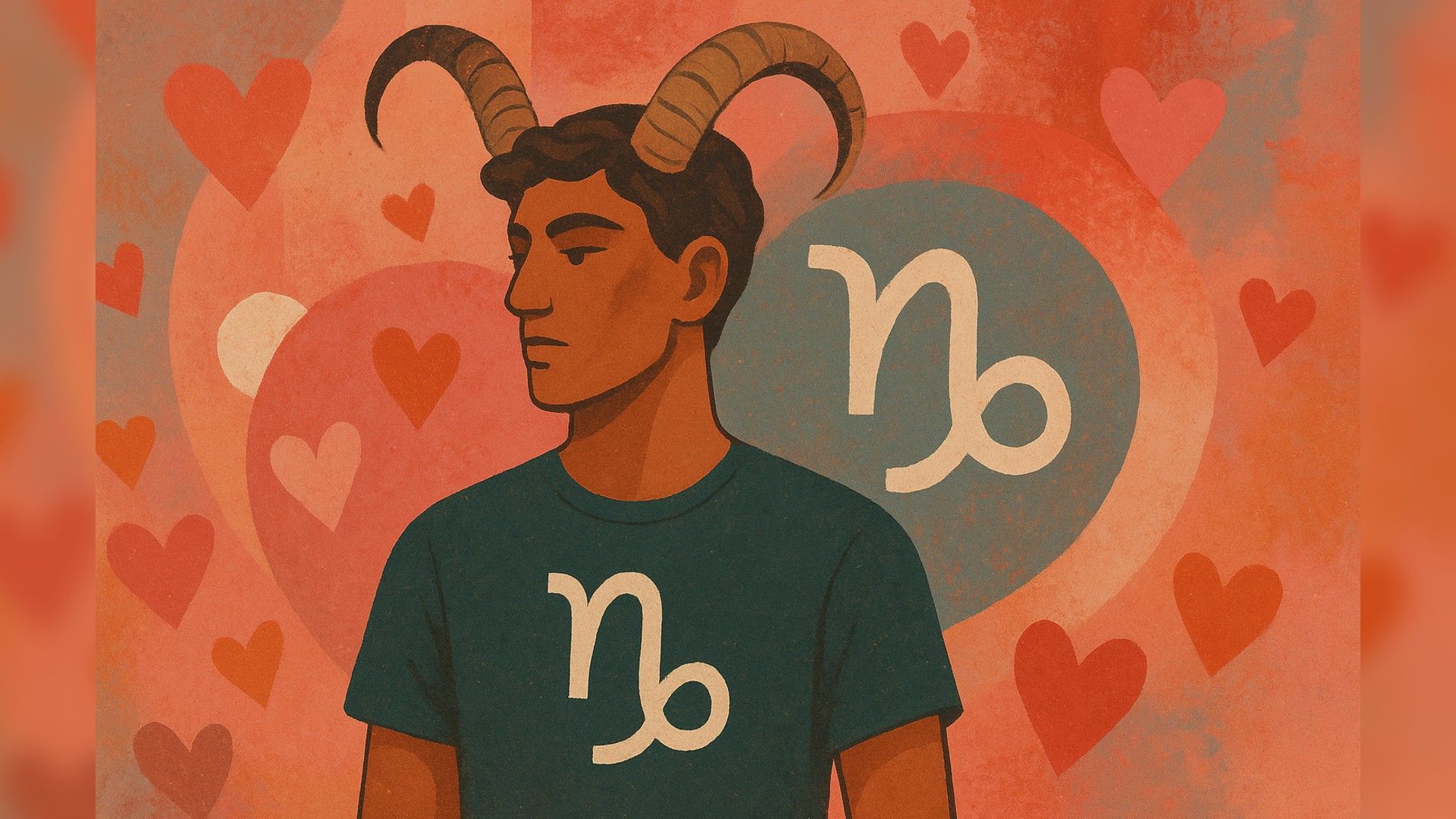 Capricorn man, romantic atmosphere, orange color palette