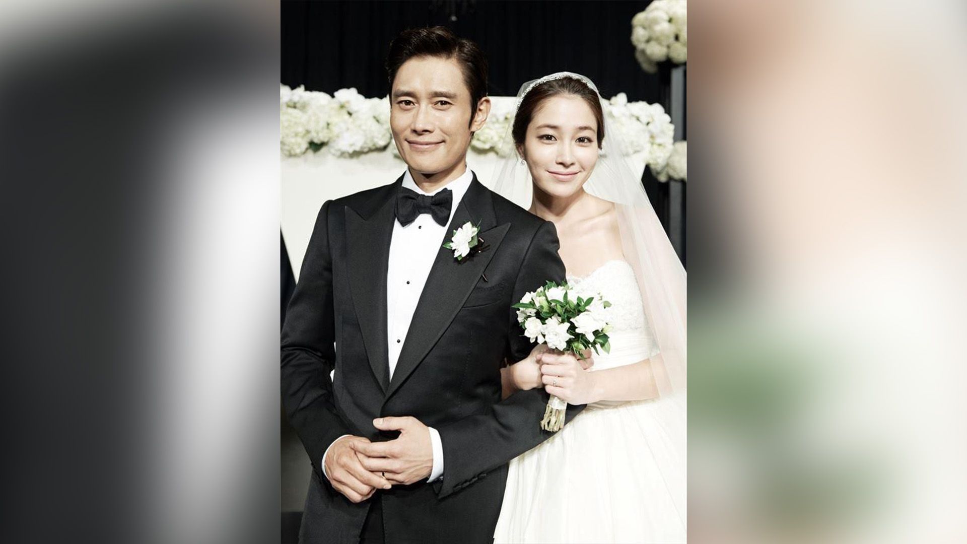 Lee Byung-hun and Lee Min-jung in wedding attire