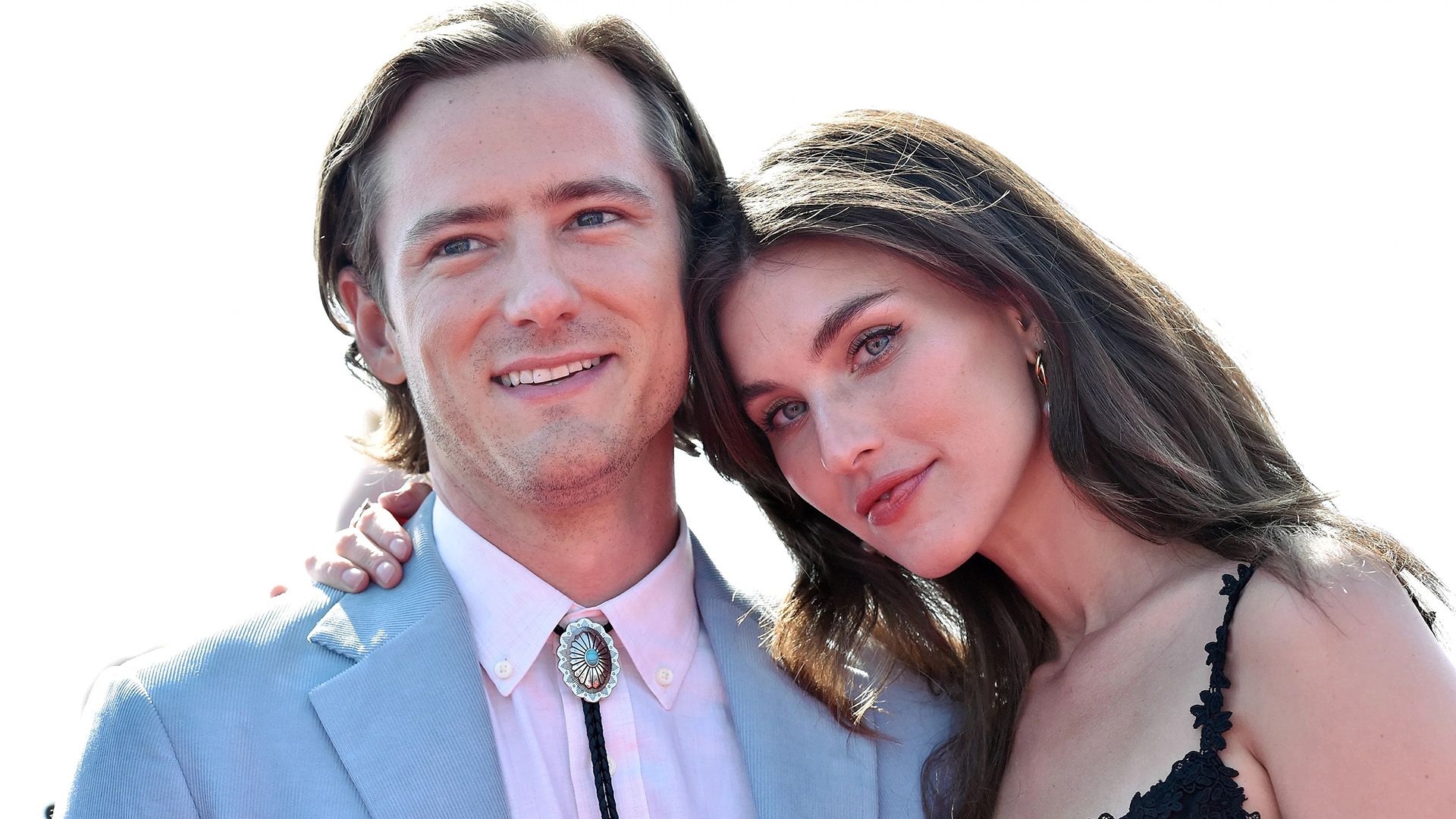 Rainey Qualley rested her head on Lewis Pullman's shoulder