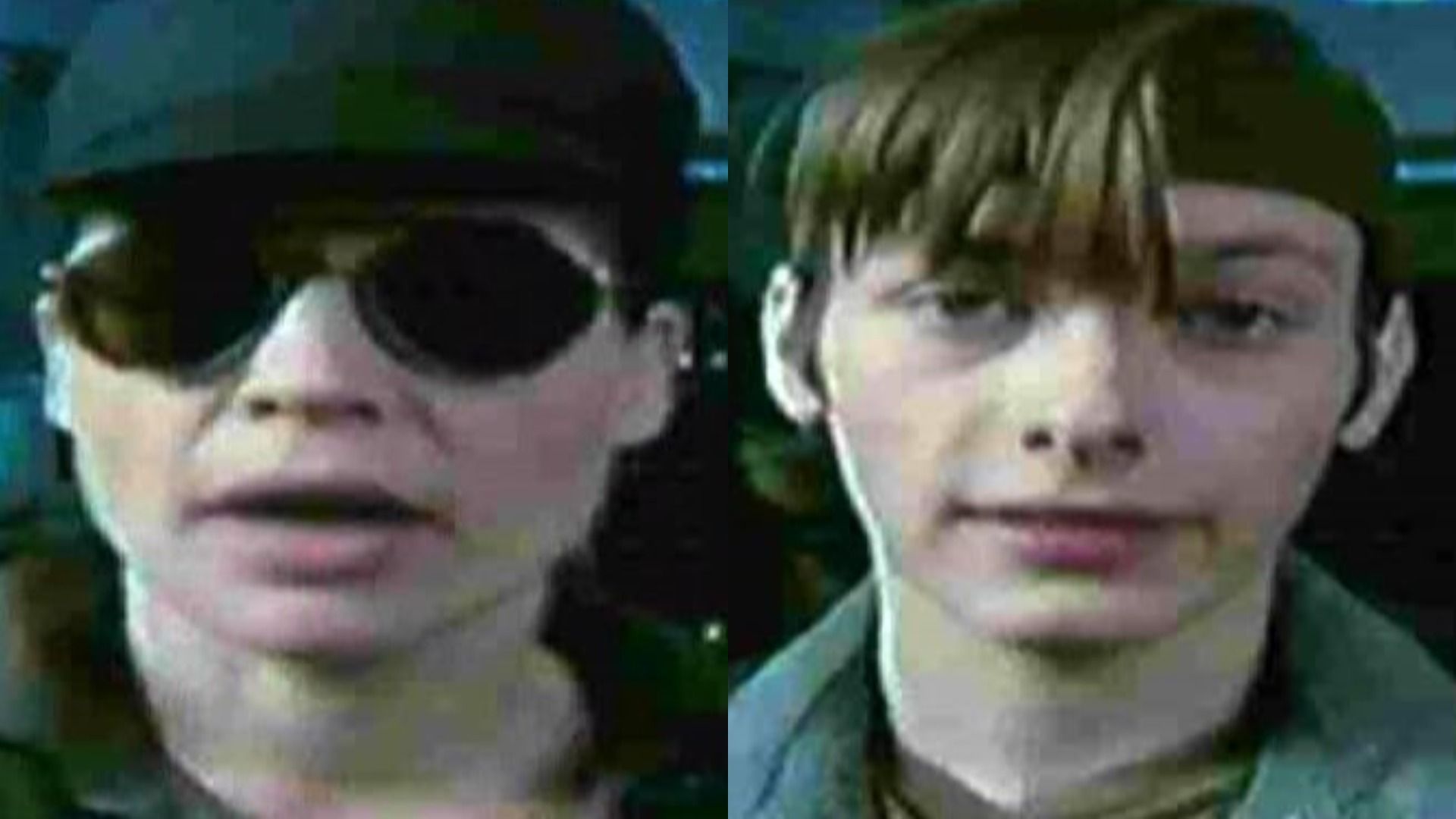 Actress Linda Hamilton in round glasses and a cap, actor Edward Furlong with a headband