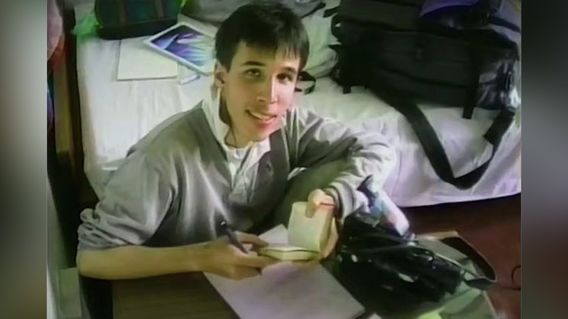 Young Denis Villeneuve with a notebook in his hands