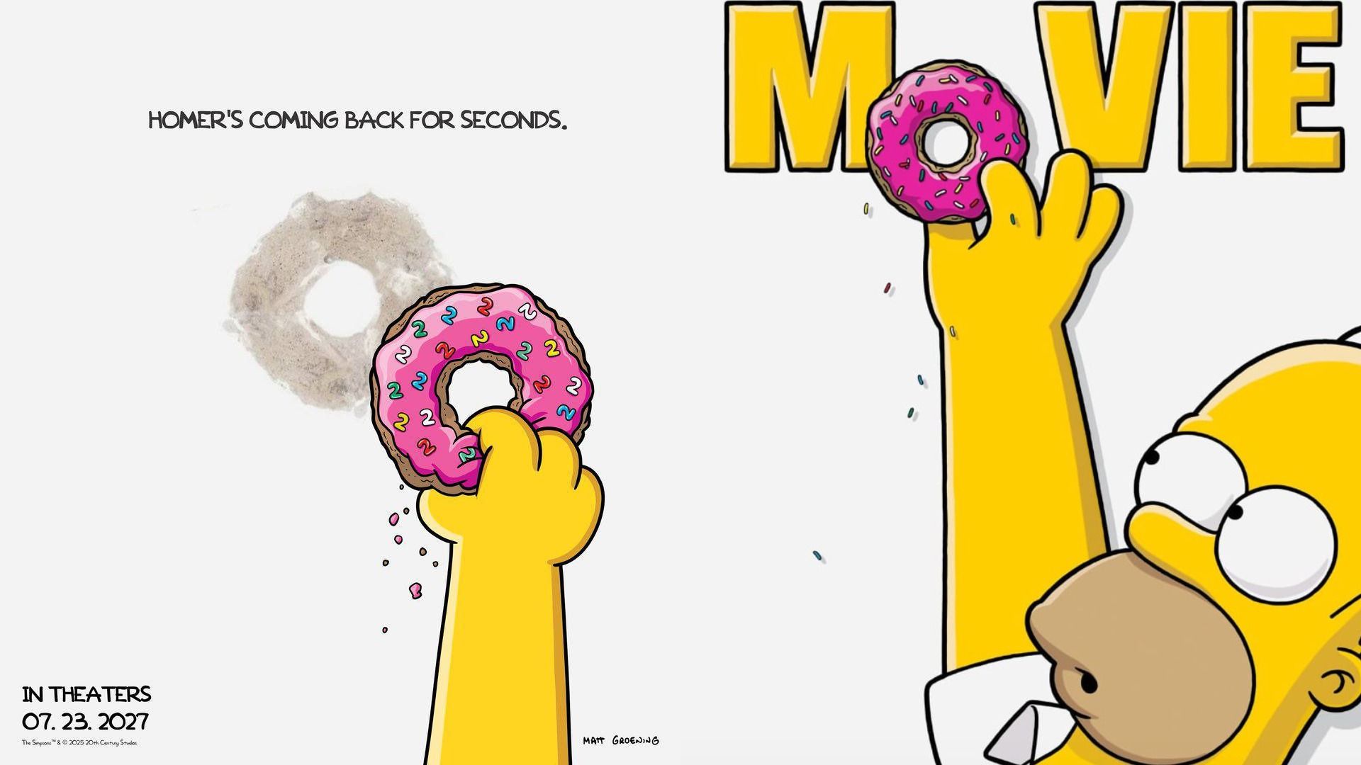 Cartoon man in white t-shirt reaching for pink donut