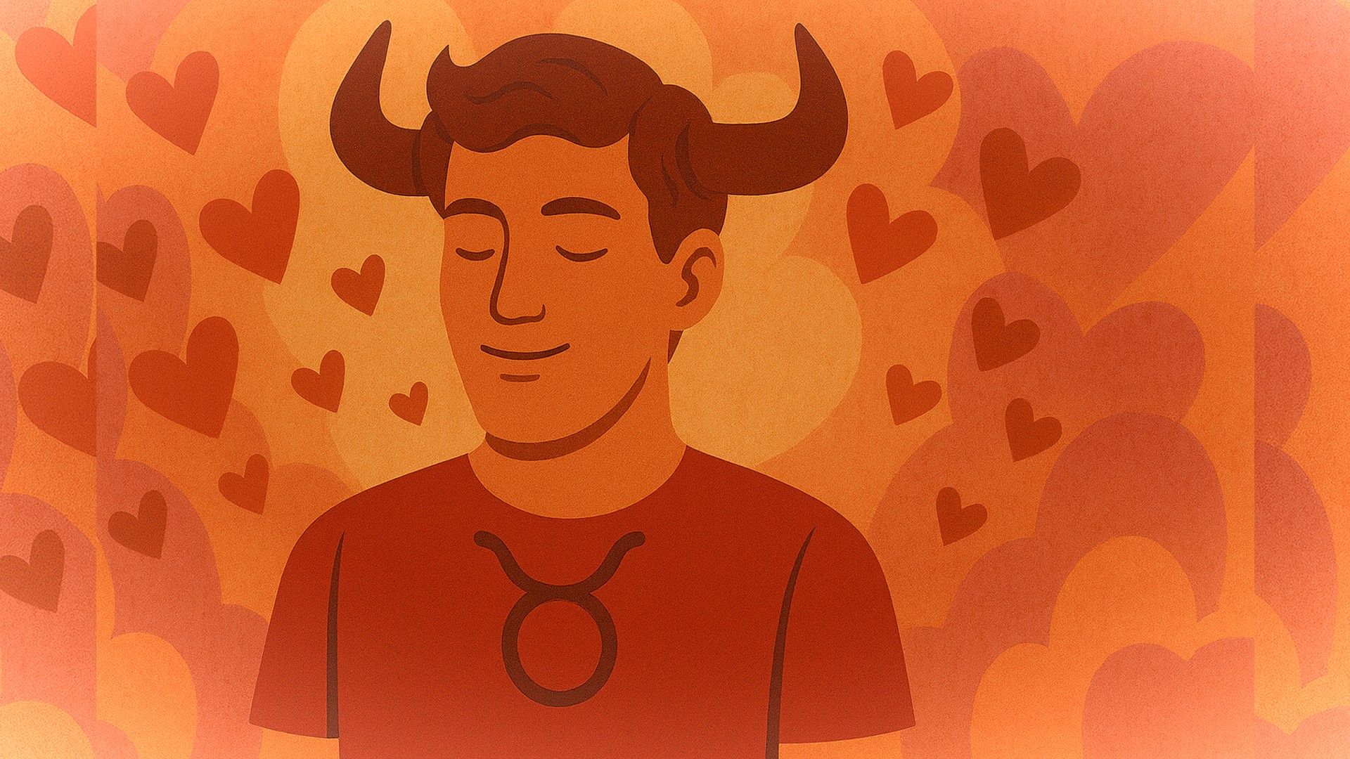 Taurus man, romantic atmosphere, orange tones
