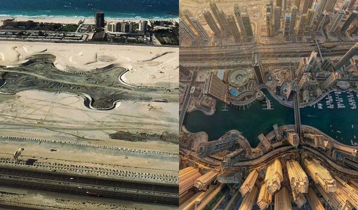 Dubai Marina in 2000 and 2020