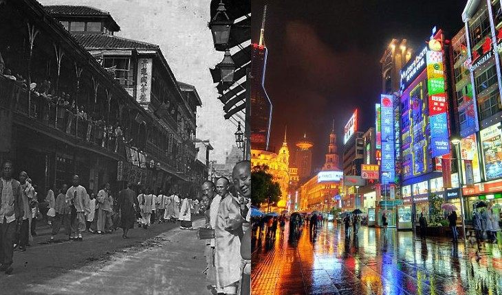 Shanghai 100 years ago and modern