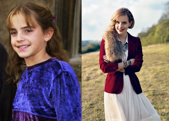 Emma Watson in her childhood and now