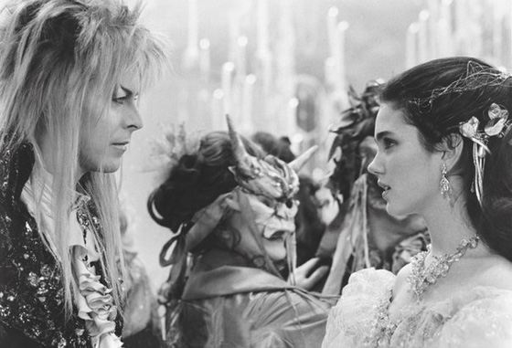 Jennifer Connelly and David Bowie on the set of the movie Labyrinth