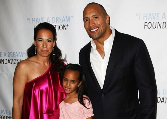 Dwayne Johnson with his wife and daughter