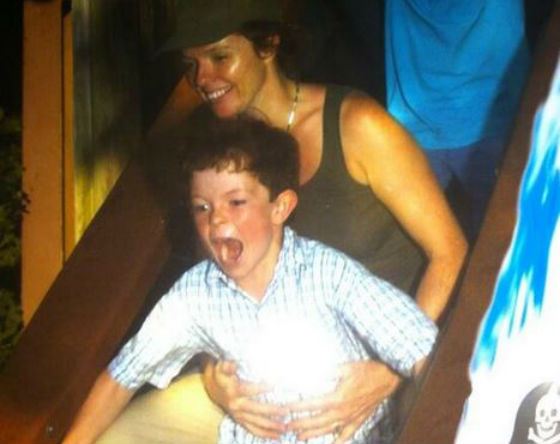 Young Tom Holland with his mother Nicole Frost