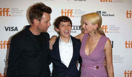 Tom Holland with Evan McGregor and Naomi Watts