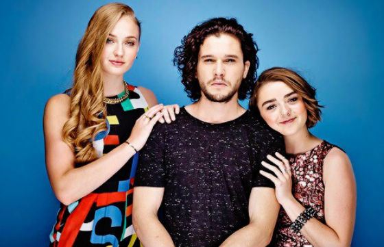 Maisie Williams with Sophie Turner and Kit Harington