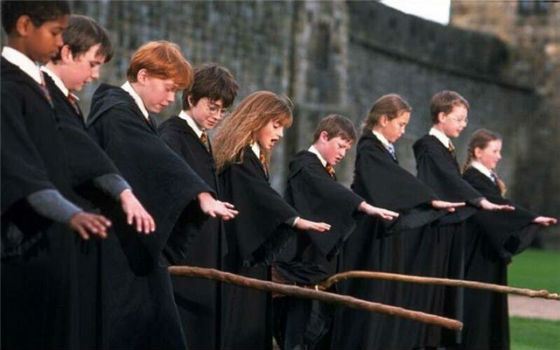 Harry Potter taming a broom Harry Potter taming a broom