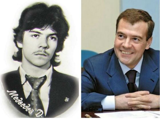 Dmitry Medvedev in his youth and now
