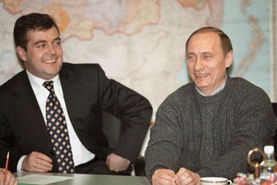 Vladimir Putin and Dmitry Medvedev in the beginning of 2000th