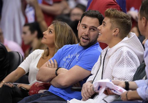Justin Bieber with his producer Scooter Braun