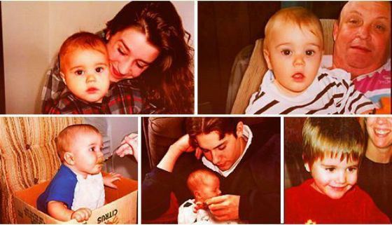 Young Justin Bieber with mother