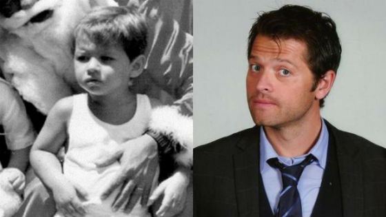 Misha Collins in his childhood and now
