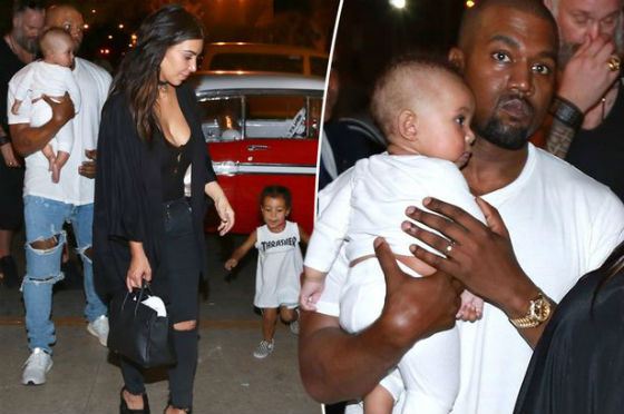 Kim Kardashian with her husband and children