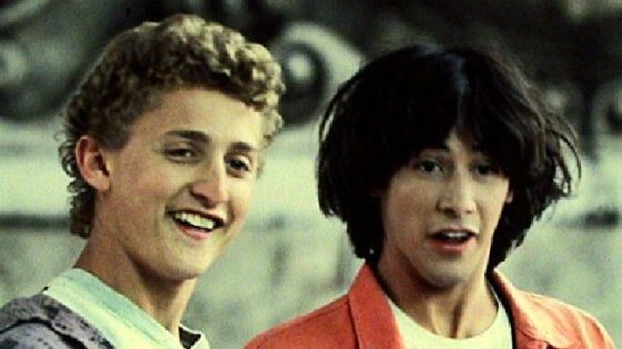 Keanu Reeves in a comedy “Bill & Ted’s Excellent Adventure”