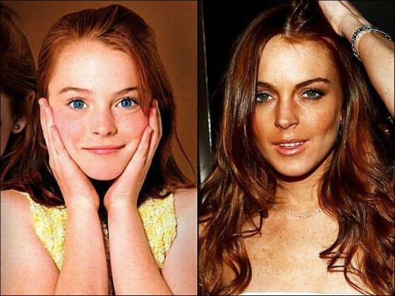 Lindsay Lohan in childhood and at the age of 25 years