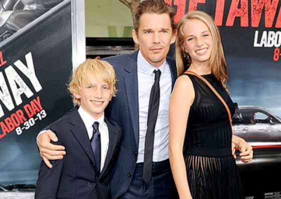 Ethan Hawke and his children from his marriage to Uma Thurman