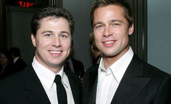 Brad Pitt with his younger brother Douge in 2014