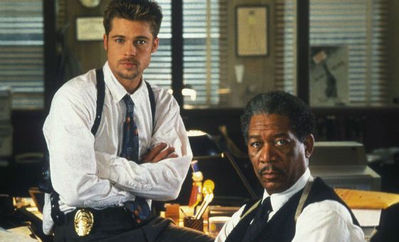 “Seven”: Brad Pitt and Morgan Freeman as detectives