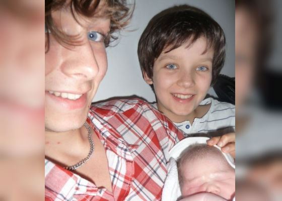 Asa Butterfield with elder brother and newborn sister