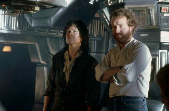 Young Ridley Scott and Sigourney Weaver