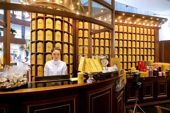 The counter of the TWG in-house tea boutique
