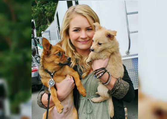 Britt Robertson and her dogs
