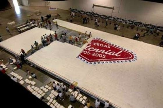 Las Vegas was presented a birthday cake as large as a sports gym